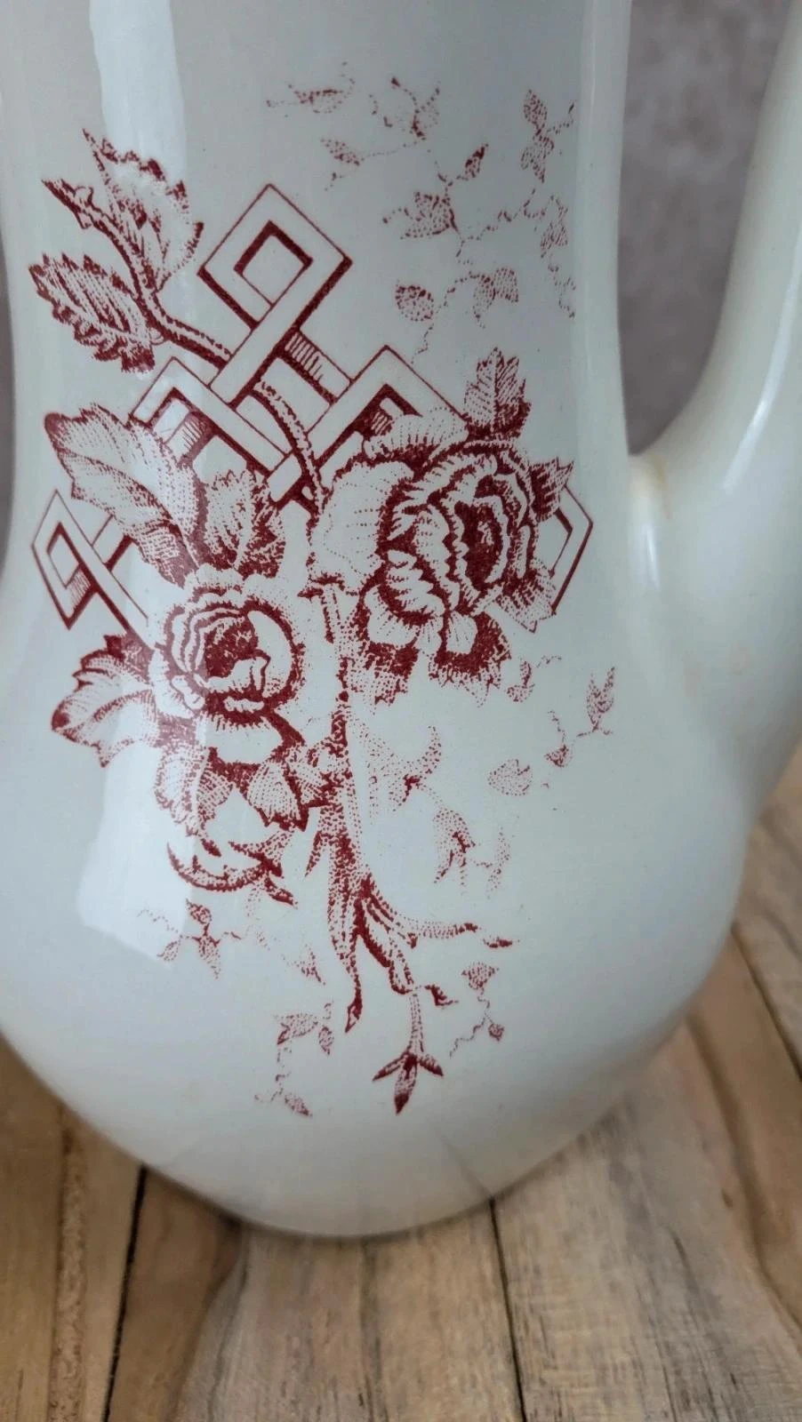 Tetera/cafetera vintage Sarreguemines – decoración floral roja – photo 8